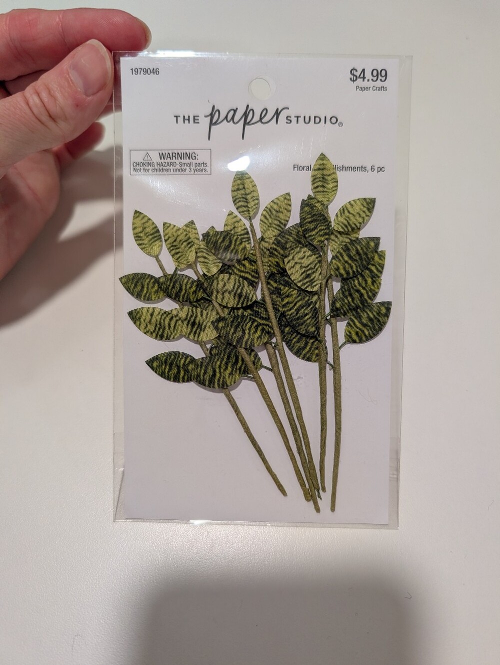 The Paper Studio Green Striped Leaf Embellishments By Hobby Lobby